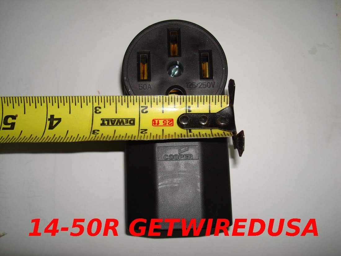 10-50P 3-Pin Male 220/250V 50A Plug To 14-50R 220/250V 50A Female 4-Prong Receptacle Socket Outlet Adapter, Range Stove Oven Electrical Power Connector Cord Converter NEMA FX1259