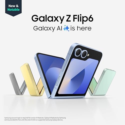 SAMSUNG Galaxy Z Flip 6 AI Cell Phone, 256GB Unlocked Android Smartphone, FlexCam, Photo Assist, Camcorder Mode, Live Interpreter, Foldable Design, 2024, US 1 Yr Manufacturer Warranty, Blue