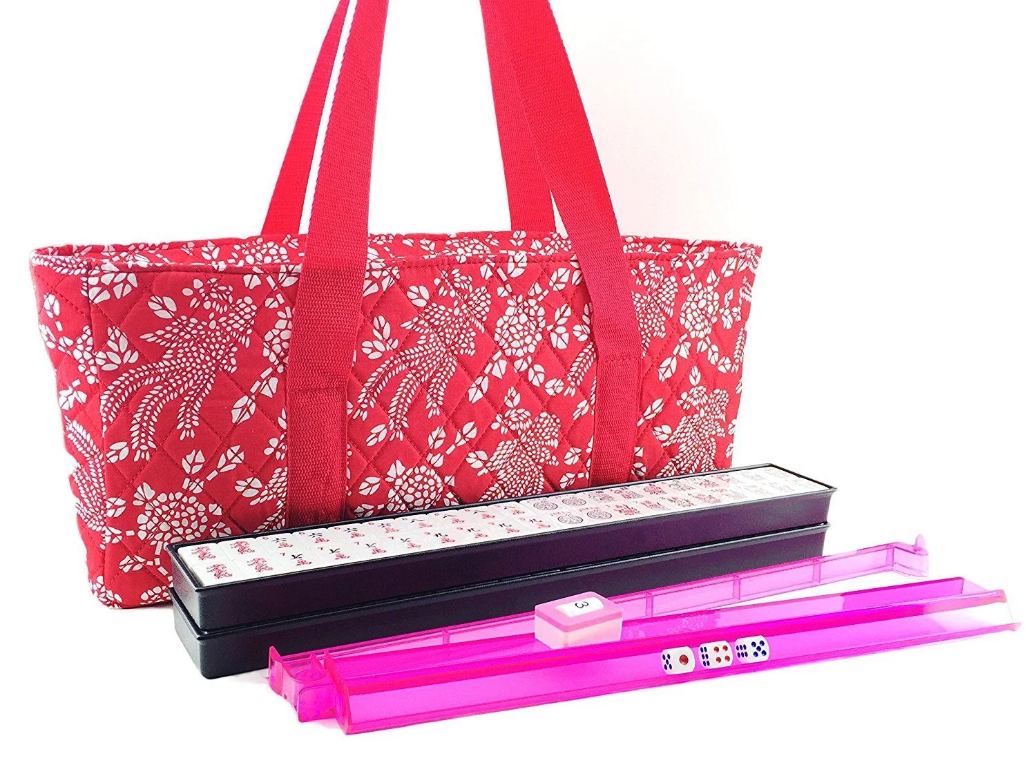 M30YHD-1 166 Tile American Mahjong Set Red Phoenix Soft Bag 4 Color Pushers/Racks - Curated Treasures Market