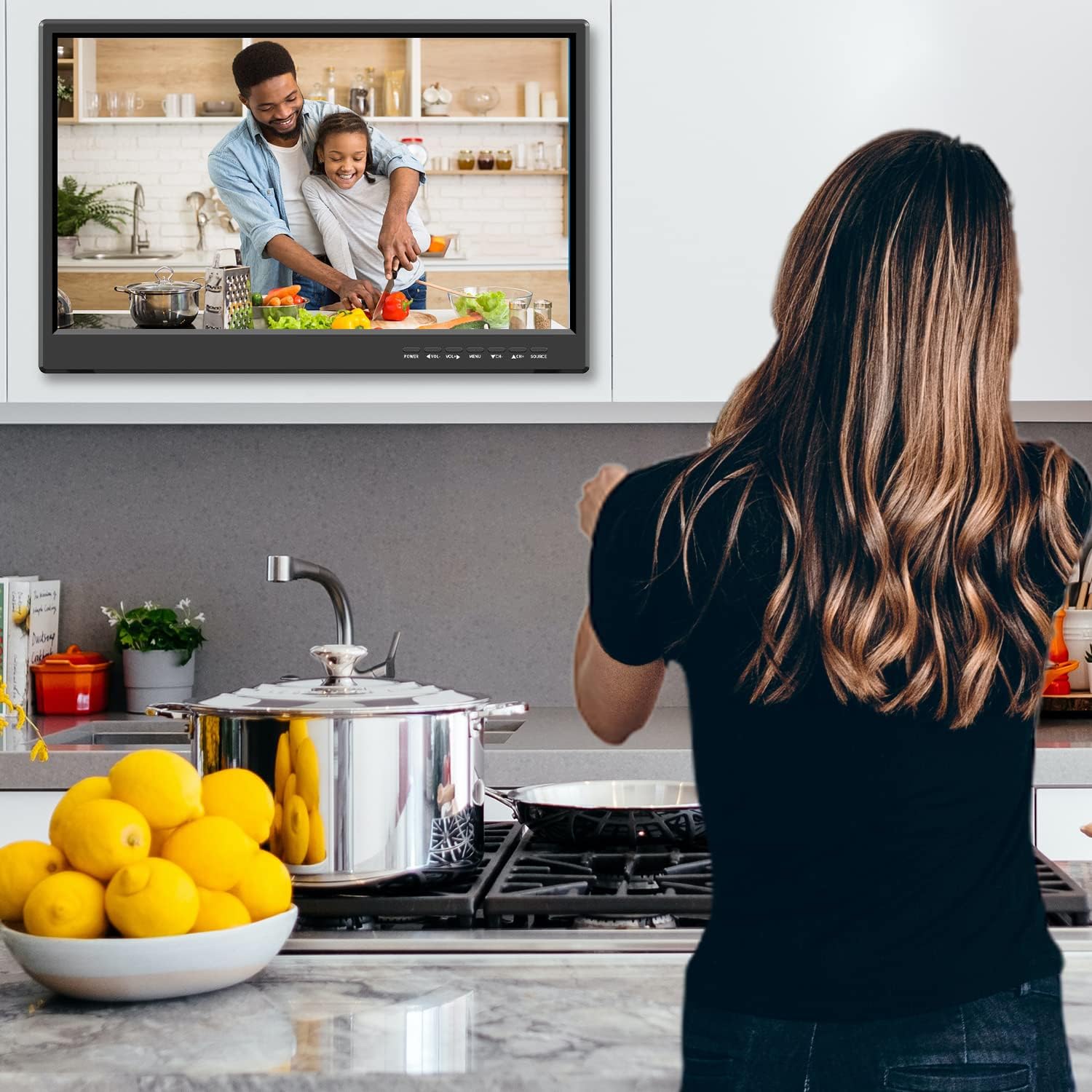 19 Inch Flat Screen TV Built in Digital ATSC Tuners, 1080p LED TV with HDMI VGA AV USB Port for Kitchen, Bedroom, RV, Caravan, Camping, Outdoor