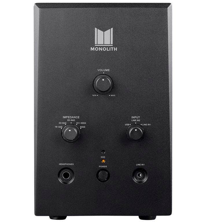 Monolith Tube Amp Headphone Amplifier - Black with Ess ES9018 Sabre Chip DAC | Impedance Selector | Tube Sound