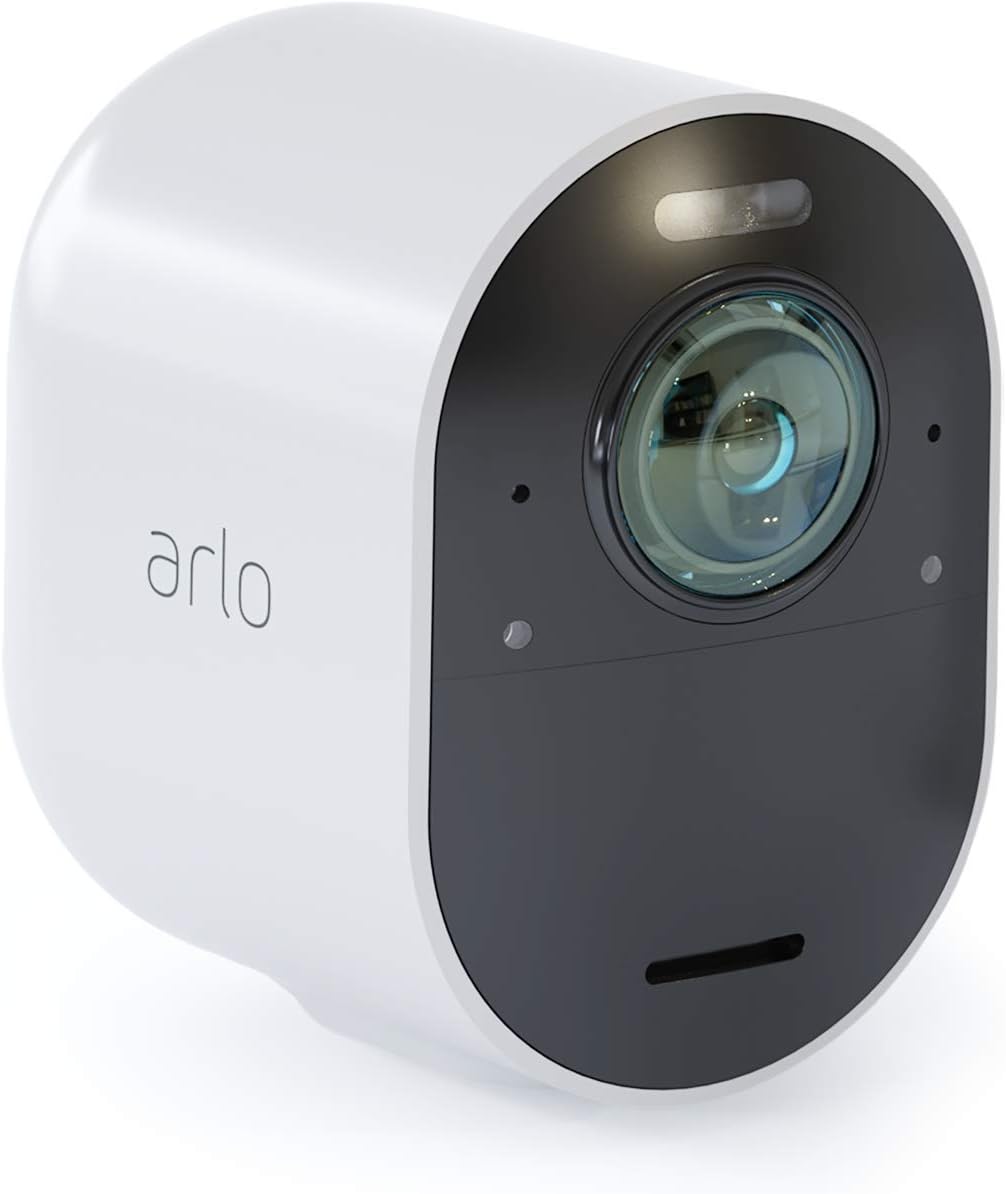 Arlo Ultra - 4K UHD Wire-Free Security 3 Camera System | Indoor/Outdoor with Color Night Vision, 180° View, 2-Way Audio, Spotlight, Siren | Compatible with Alexa and Homekit | (VMS534) (Renewed)