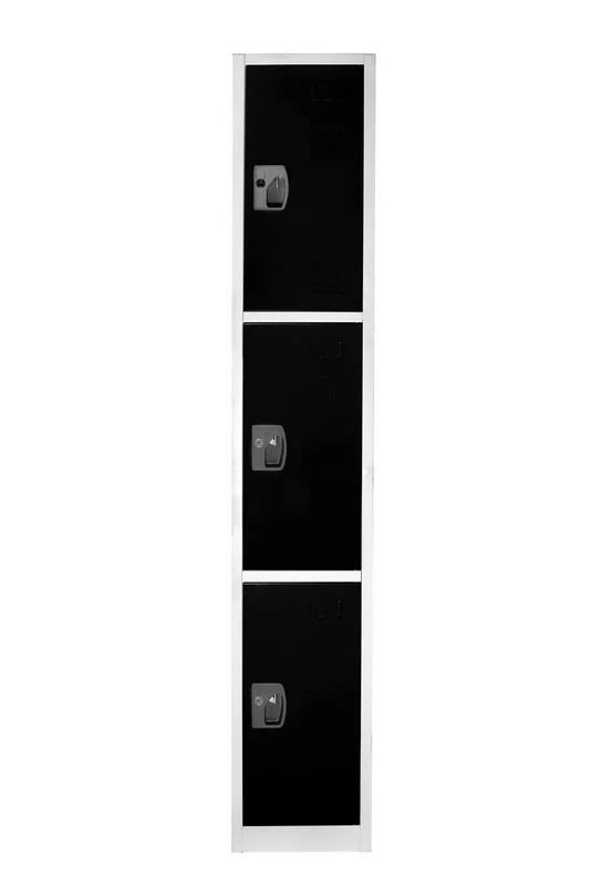 AdirOffice Large Locker w/ 3 Doors u0026 3 Hooks, Black 629-203-BLK