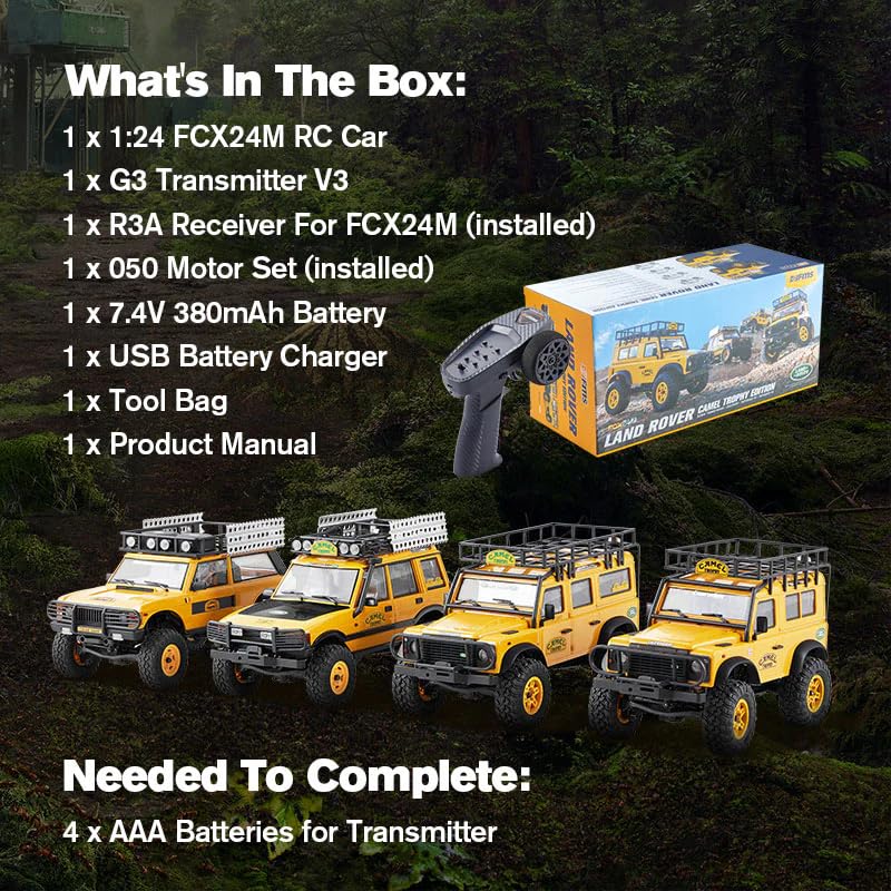 BEEZRC FMS 1/24 RC Crawler RTR FCX24M Land Rover Family Camel Trophy Edition Licensed RC Model 4WD RC Rock Truck 2.4Ghz Hobby Grade RC Car Model Mini Off Road Vehicle with Battery (Discovery)