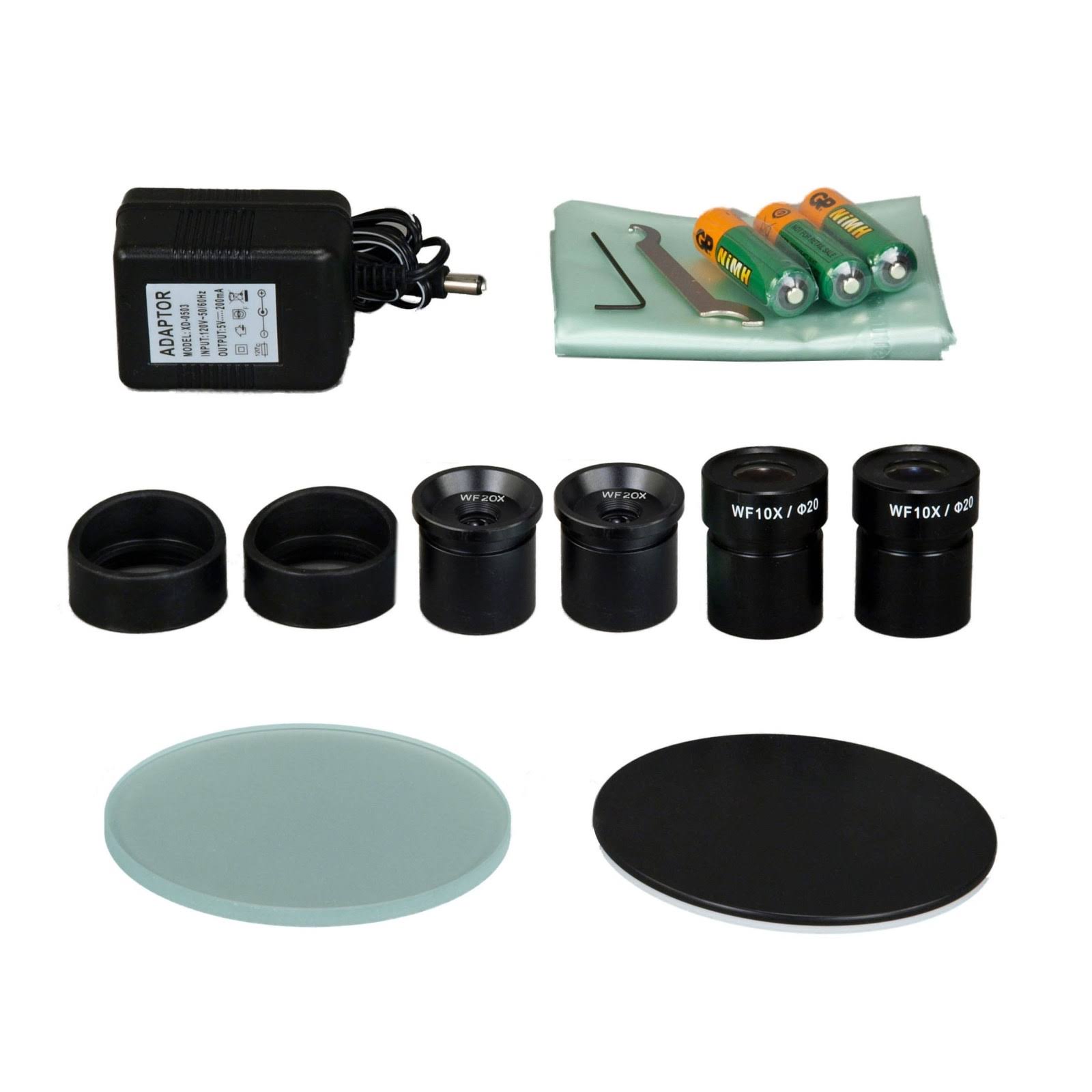 OMAX 20X-40X-80X Cordless Stereo Binocular Microscope with LED Lights, 5MP Camera, Cleaning Pack
