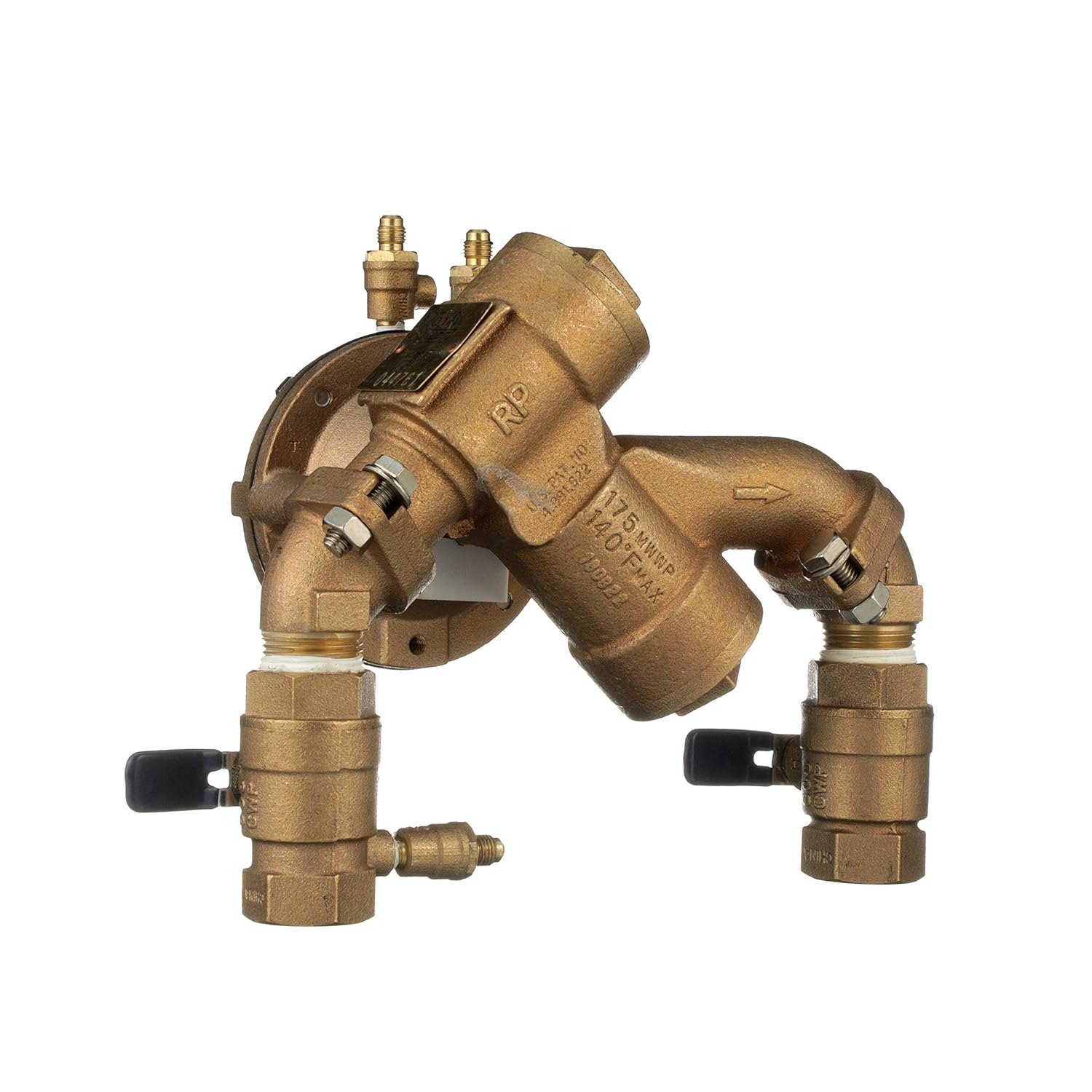 Febco 825EBV70 825YA Angled Union Quarter Turn Shutoff Reduced Pressure Assembly, 1"