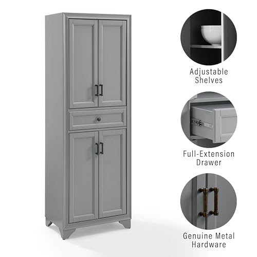 Crosley Furniture Tara 3-Piece Modern Farmhouse Sideboard Buffet Cabinet and Kitchen Storage Pantry Set, Distressed Gray