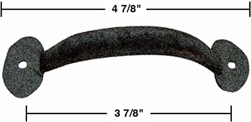 Renovators Supply Black Drawer Or Cabinet Door Pull Wrought Iron 4 7/8 Inch Antique Design Cabinet Or Drawer Handle Powder Coat Finish Includes Mounting Hardware Pack Of 12