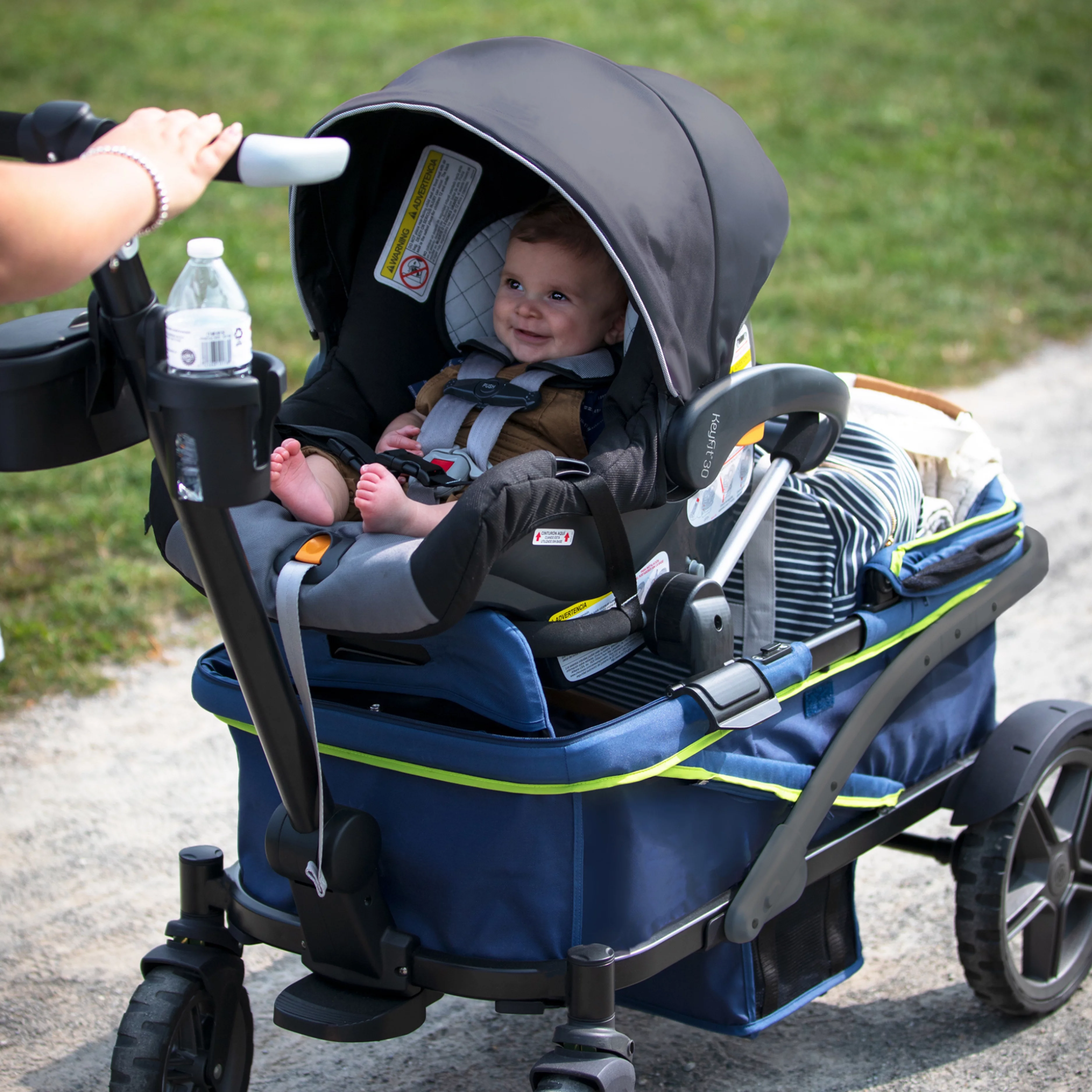 Gladly Family Anthem2 All-Terrain 2-Seater Wagon Stroller, Rugged Wheels, Removable Canopy, Foldable, Neon Indigo