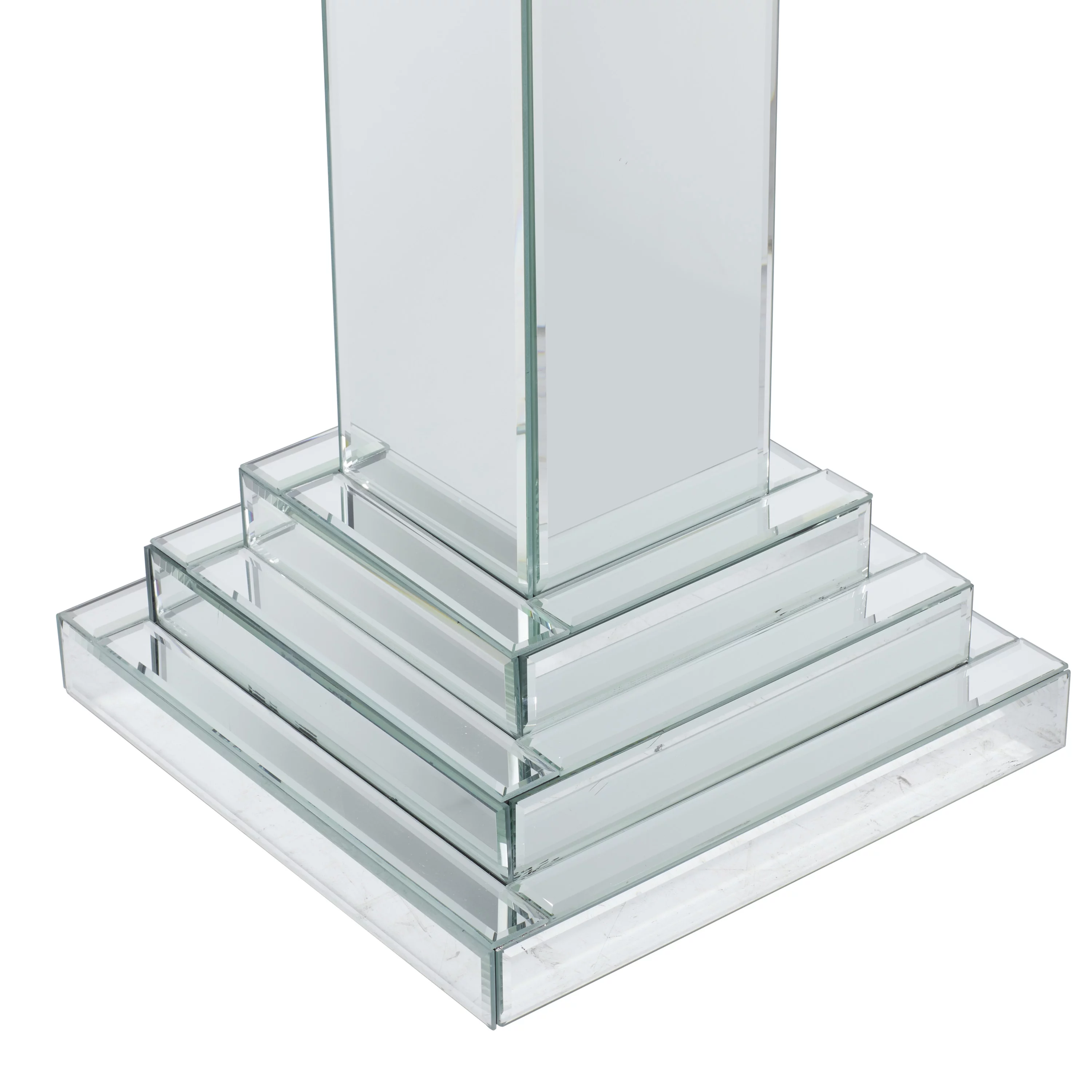 DecMode 12" x 36" Silver Glass Mirrored Pedestal Table, 1-Piece
