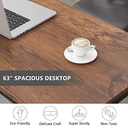 Tribesigns Modern Computer Desk, 63 x 31.5 inch Large Executive Office Desk Computer Table Study Writing Desk Workstation for Home Office, Spliced Desktop, White