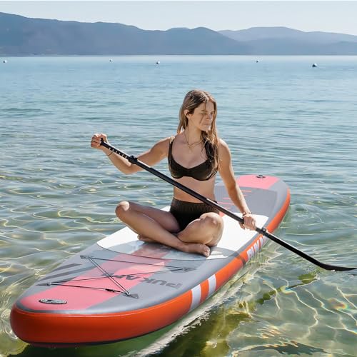 PUKAMI Inflatable Paddle Board for Adults,10.6' Stand Up Paddle Board with Premium SUP Accessories & Carry Bag,Paddle,Pump,Leash,Wide Stable Design,Non-Slip Deck,Surf Control for Youth