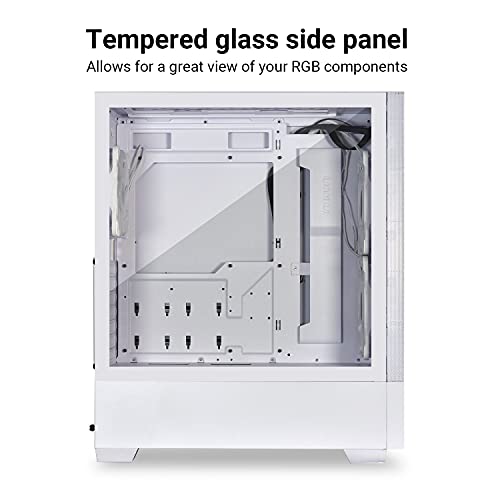 LIAN LI High Airflow Mid-Tower ATX PC Case with RGB Fans, Tempered Glass Side Panel, USB-C Port (LANCOOL 205 MESH C, White)