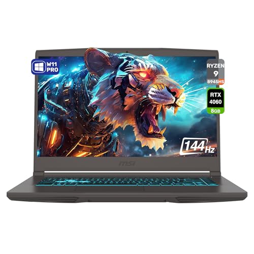MSI Thin A15 Gaming AI Laptop, AMD Ryzen 9 8945HS, 64 GB DDR5 RAM, 2 TB PCIe SSD, 15.6" FHD (1920x1080) 144 Hz IPS Display, Nvidia G-Force RTX 4060, Backlit Keyboard, W11 Pro, Black