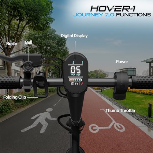 Hover-1 Journey 2.0 Foldable Electric Scooter for Adults with 300W Brushless Motor, 16 mph Max Speed, 8.5” Air-Filled Tires and 16 Mile Range Commuter Scooter for Adults and Teens