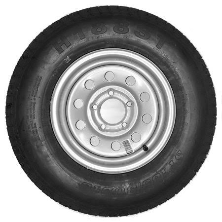 Bias Trailer Tire on Rim St185/80d13 13 in. C 5 Lug Silver Modular