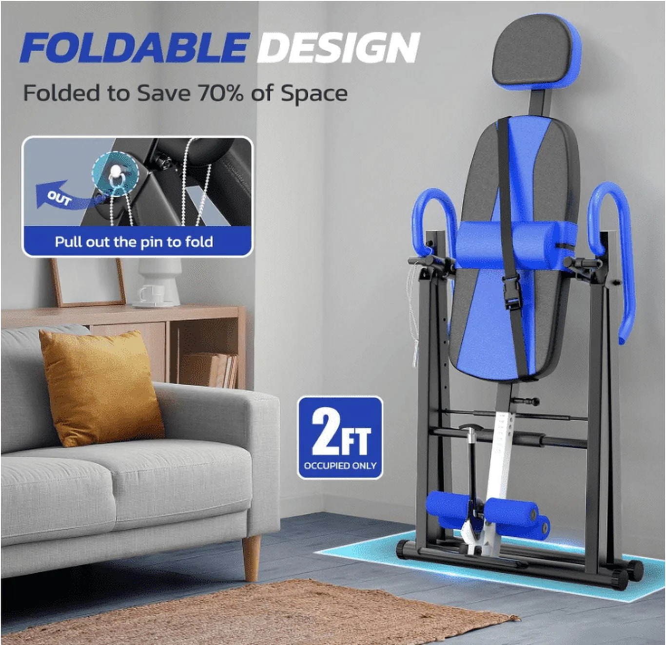 YOLEO Heavy Duty Inversion Table for Back Pain Relief with Adjustable Protective Belt 2023 Upgraded Inversion Foldable Heavy Duty up to 300 lbs