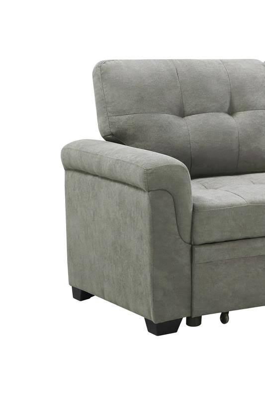 Lilola Home Lucca Light Gray Fabric Reversible Sectional Sleeper Sofa Chaise with Storage