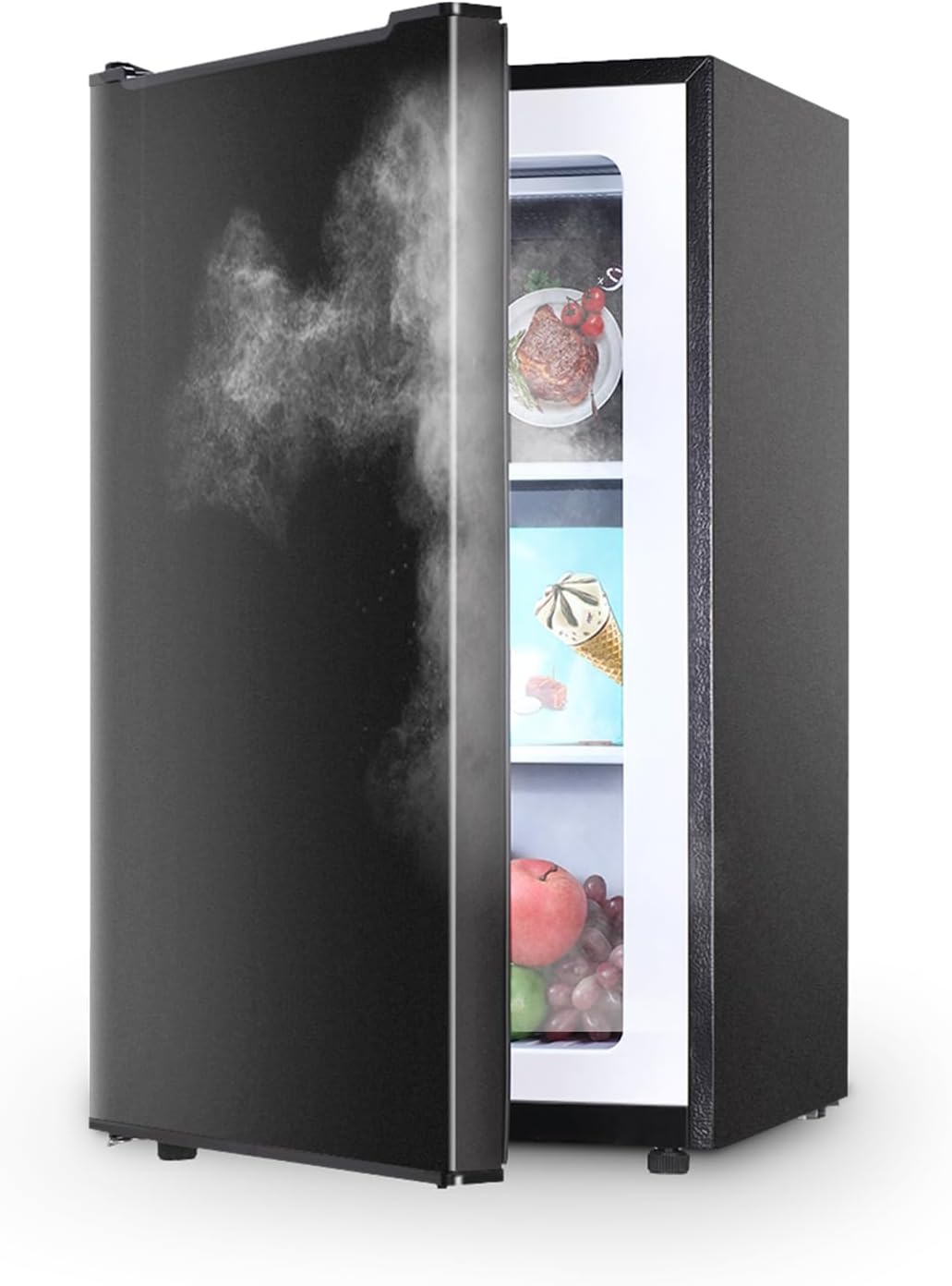 Black Upright freezer 3.6 Cu.ft, Compact Mini Freezer with Reversible Door, 3 Adjustable Thermostat, Quiet Stand Up Freezer for Apartment/Bedroom