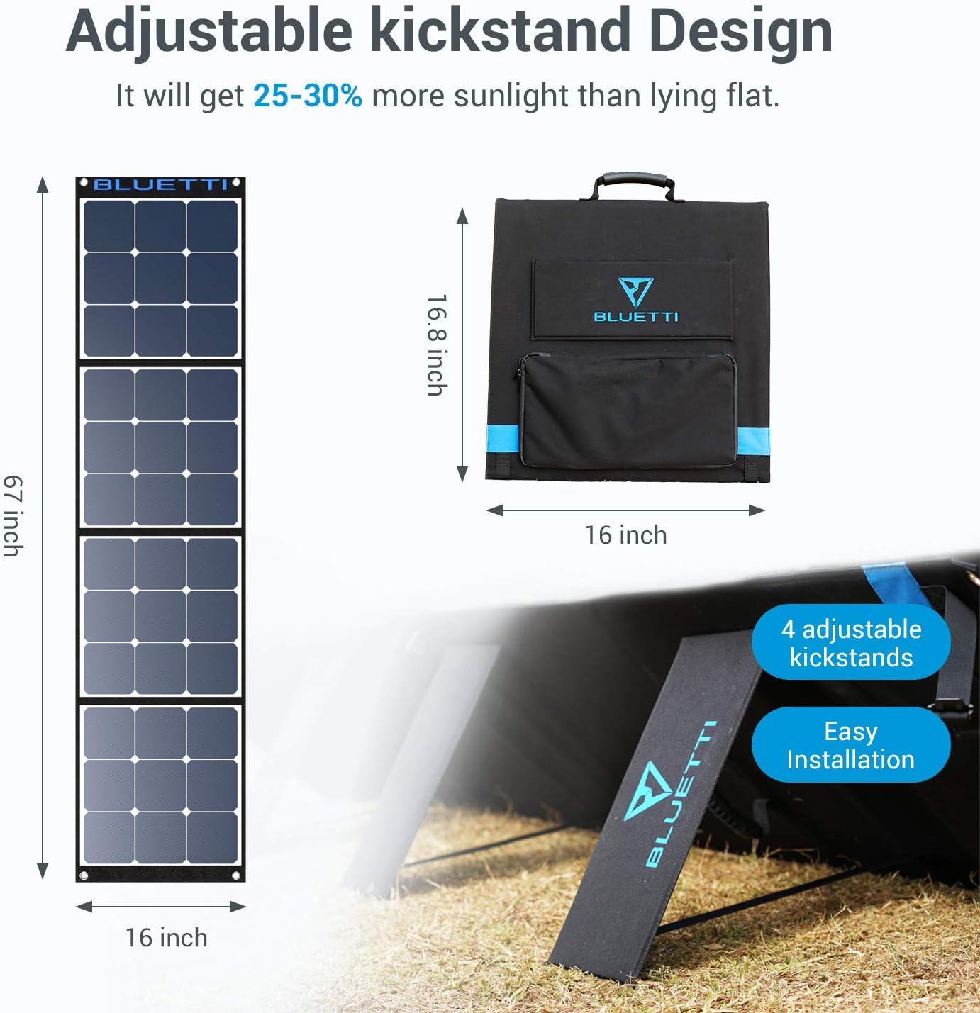 BLUETTI SP350 350W Solar Panel for AC200MAX/AC200P/AC300/EB240/EB150 Portable Power Stations with Adjustable Kickstand, Foldable Solar Power Backup for Outdoor Camping,Off Grid System