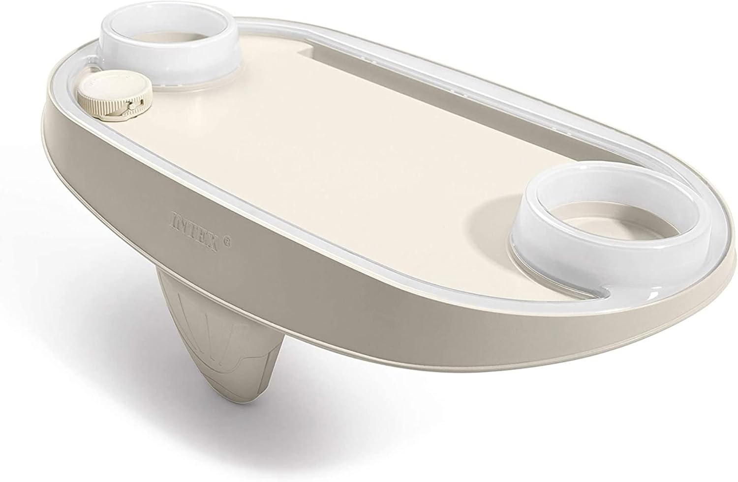 Intex PureSpa Plus Greystone Inflatable Square Outdoor Hot Tub Spa, 83x28" and Tray Attachment Accessory for Mobile Tablet Phones with LED Light Strip