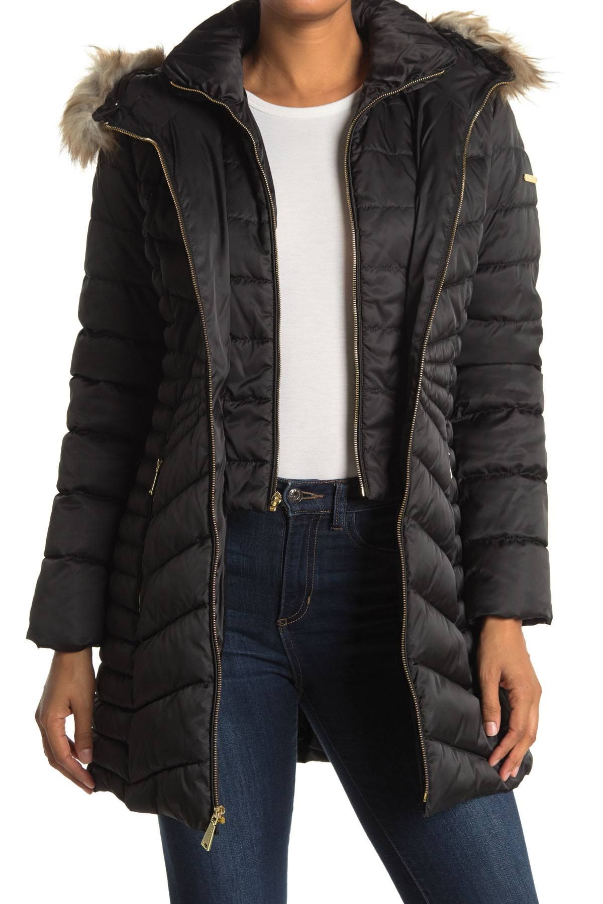 Laundry by Shelli Segal Faux-Fur-Trim Hooded Puffer Coat - Black