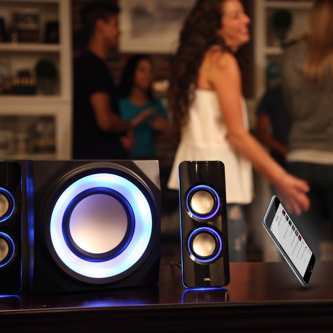 Cyber Acoustics Bluetooth Speakers with LED Lights &ndash; The Perfect Gaming, Movie, Party, Multimedia 2.1 Subwoofer Speaker System (CA-SP34BT)