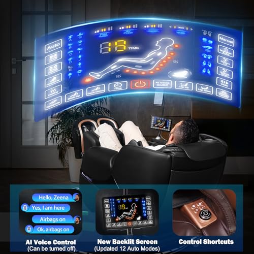 2025 Massage Chair Full Body, Zero Gravity SL-Track Shiatsu Massage Recliner Chair with Heat, AI Control, Body Scan and Calfrest Extension