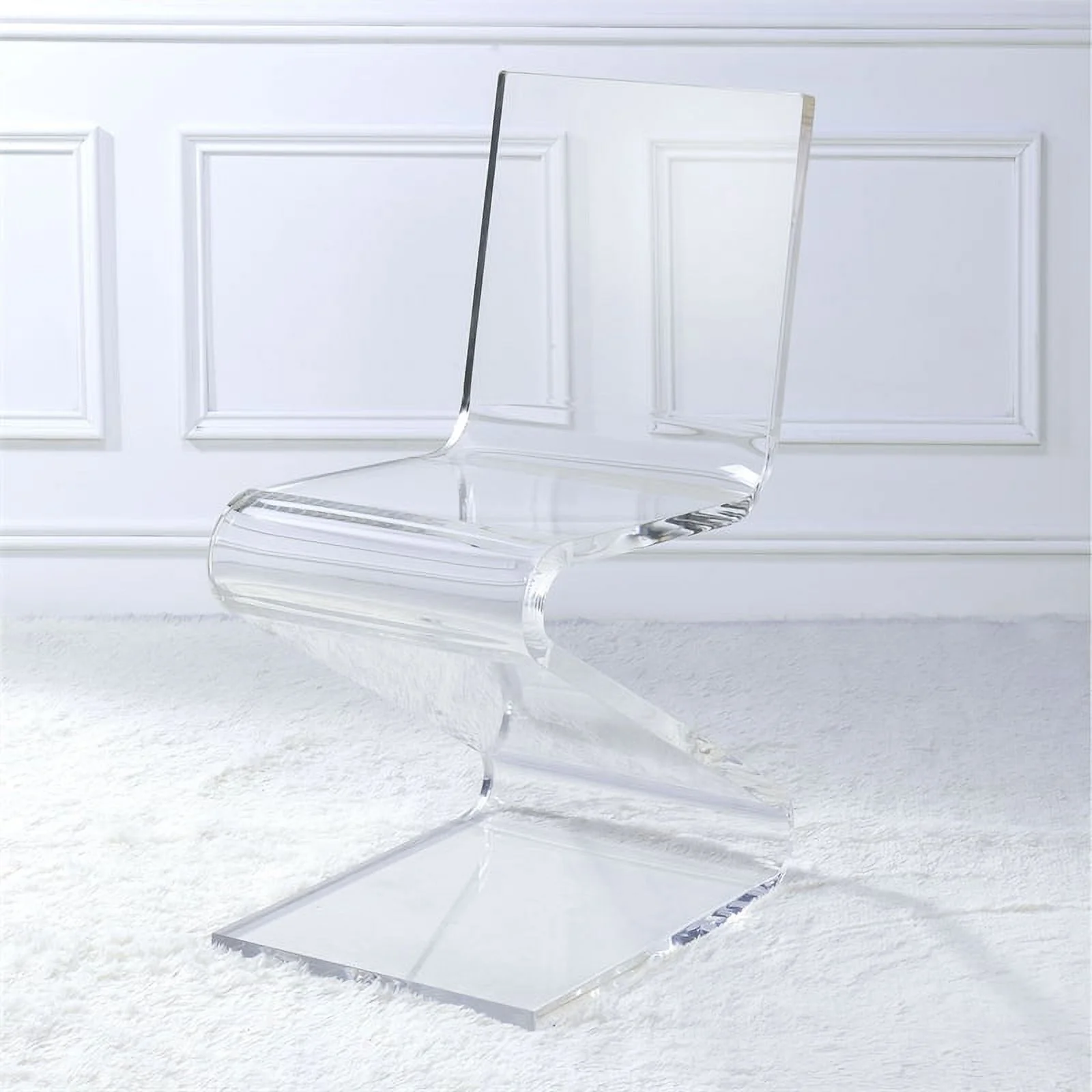 Bowery Hill 16" Modern Acrylic Plastic Z-Design Accent Chair in Clear