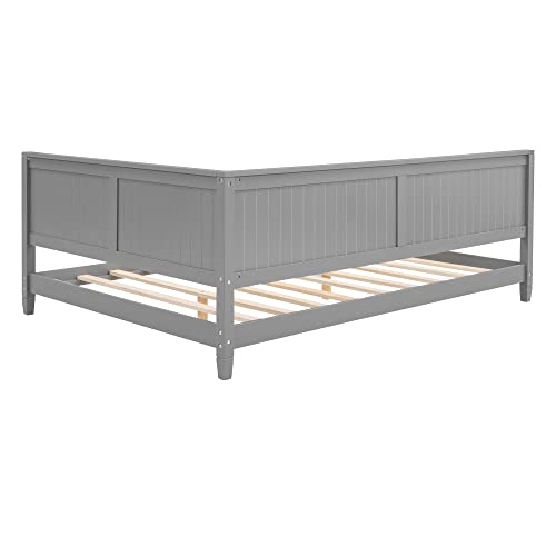 Harper & Bright Designs Full Daybed Frame, Full Size Platform Bed with Slat Support, Sturdy Wood Full Sofa Bed for Living Room, Bedroom, No Box Spring Needed (Full, White)