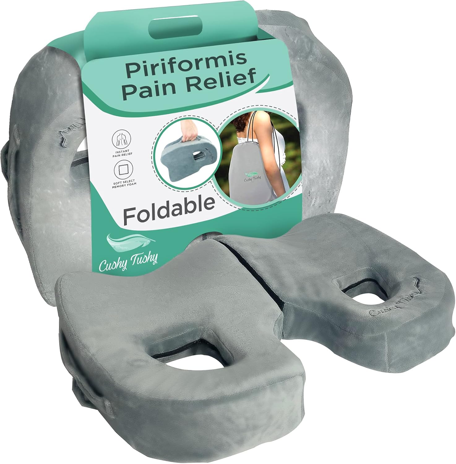 CushyTushy Premium Foldable Piriformis Cushion - Piriformis Relief Cushion for Home Use, Office Chairs, and Car Seats - Piriformis Syndrome Relief