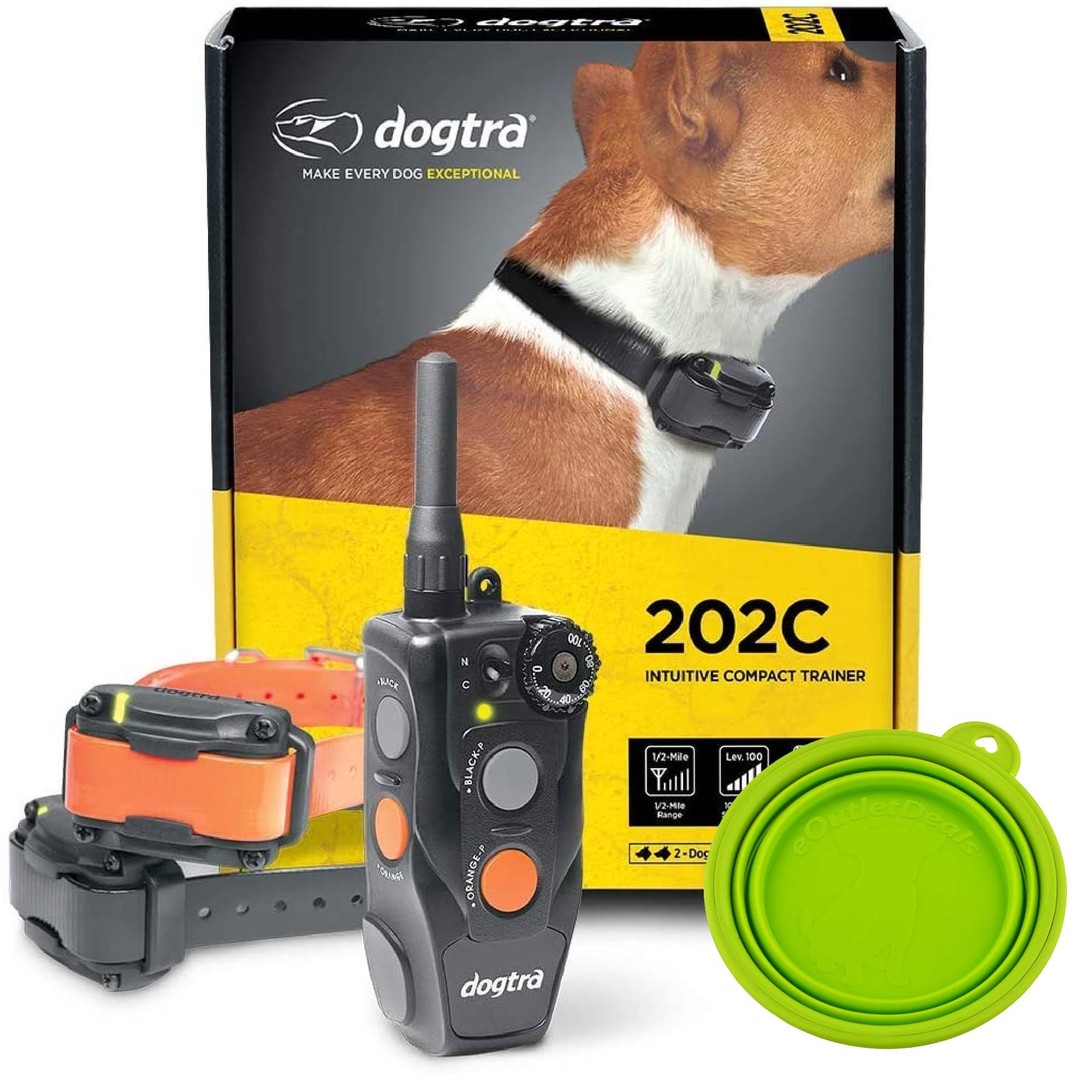Dogtra E-Collar 200C / 202C Dog Training Collar System with Remote – 1/2 Mile Range, 1-2 Dog System - Rechargeable, Waterproof,