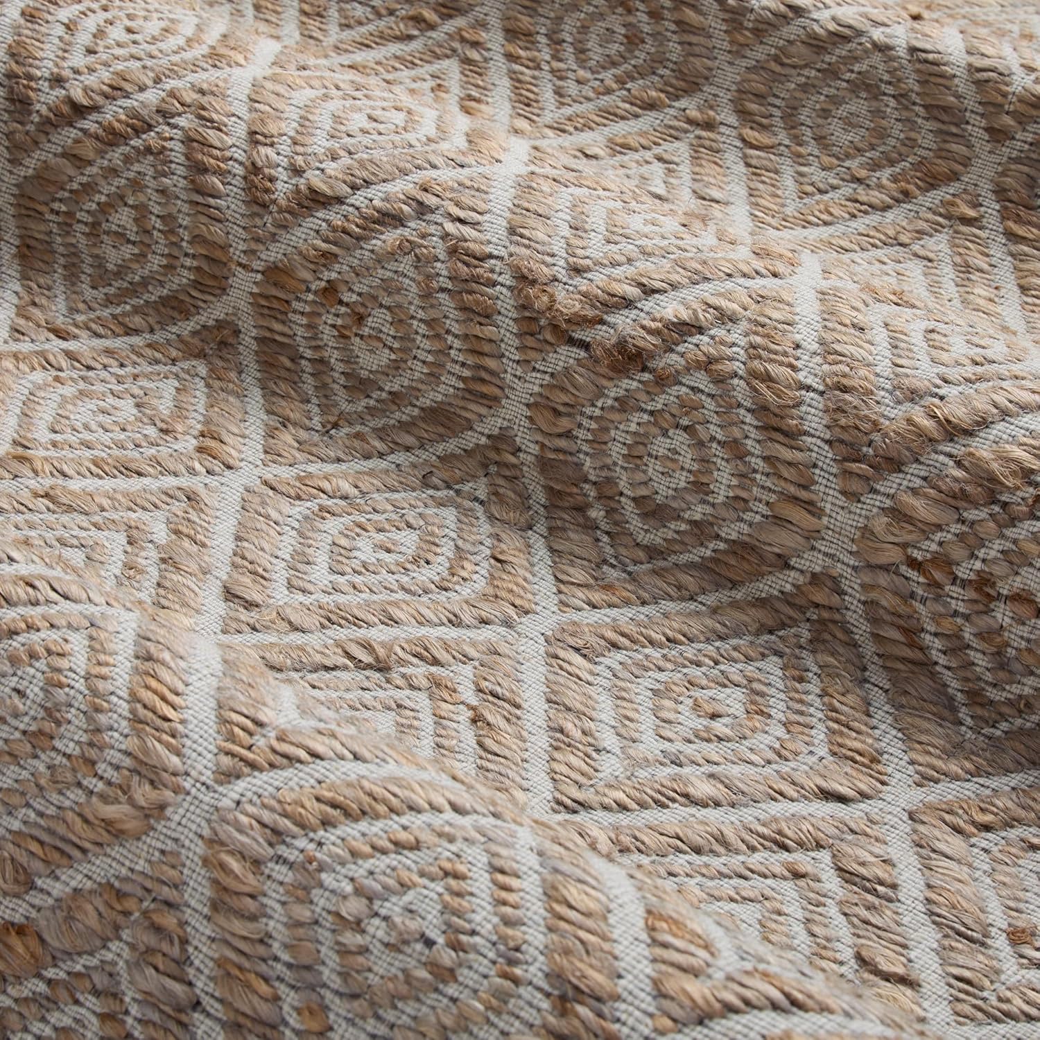 TOWN & COUNTRY TERRA Nalani Textured Diamond Hand-Knotted Flatwoven 100% Natural Jute Area Rug, Brown, 6'x9'