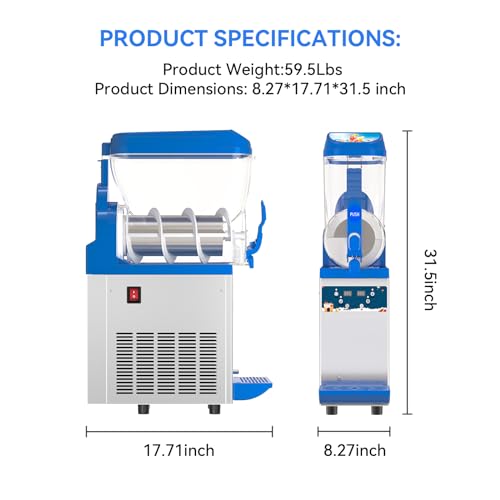Commercial Slushy Machine - 1000W 30L Tanks Slush Maker Machine 304 Stainless Steel Commercial Margarita Machines Efficient Cooling the Ideal Slushie Machine for Bars Cafes Restaurants