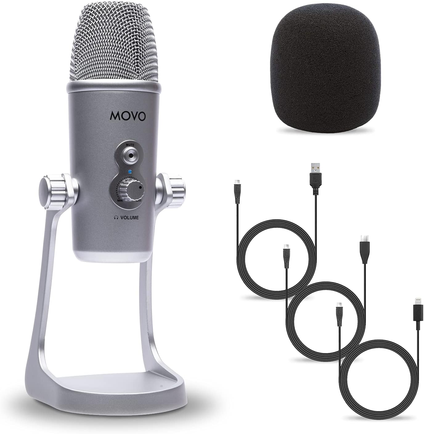 Movo UM700 Desktop USB Microphone for Computer with Adjustable Pickup Patterns Perfect as a Podcast Microphone, Streaming Microphone, Gaming Microphone, and More