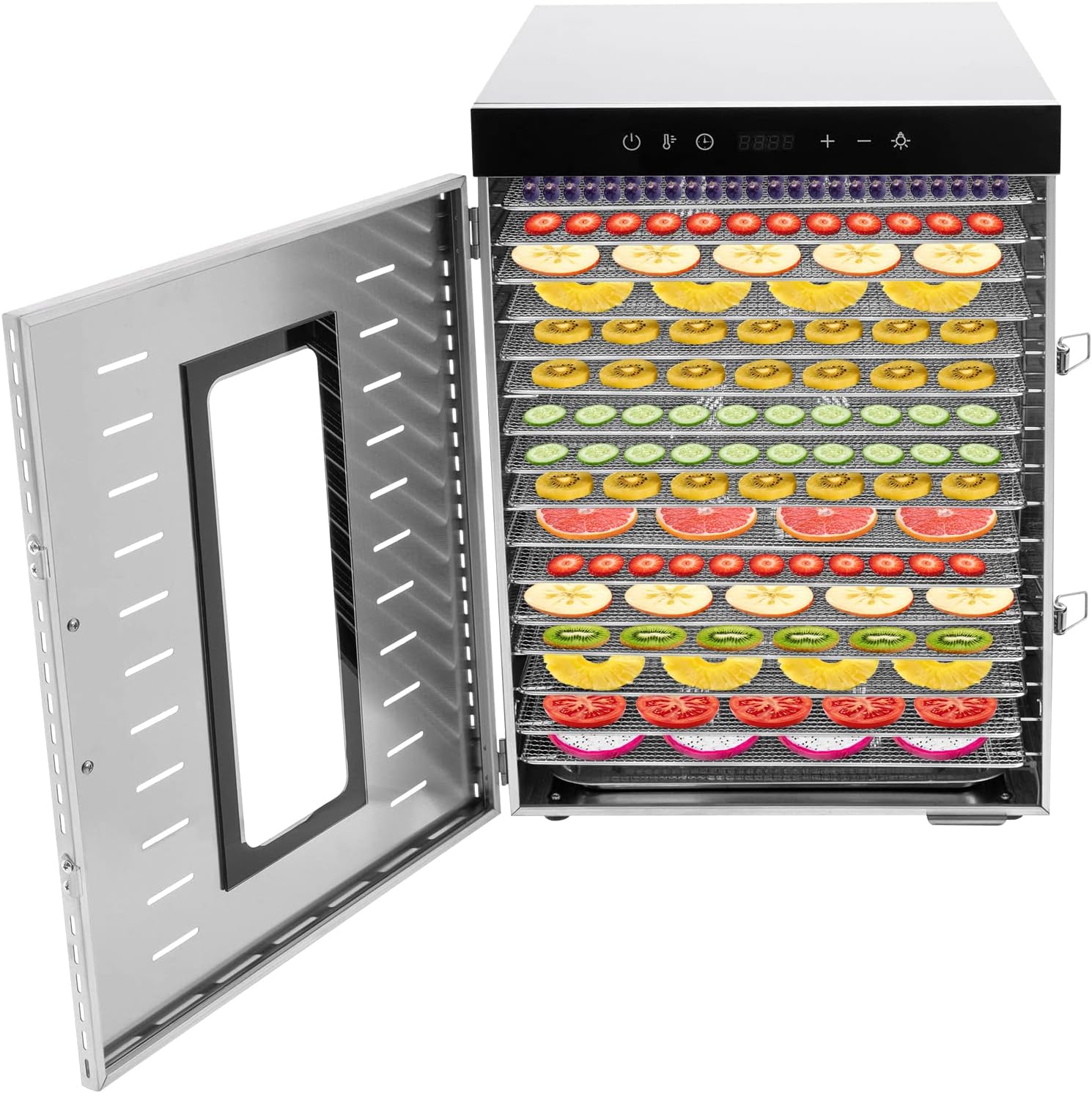 Food Dehydrator Machine, 16 Trays Stainless Steel Dehydrators for Food and Jerky, Adjustable Temperature & Timer, Commercial Dehydrator Machine for Home for Fruit, Meat, Beef, Veggies