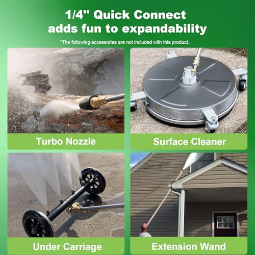 5000 PSI Adjustable Pressure Washer 2.8GPM Electric Power Washer with 33ft Pressure hose, 4 Nozzle and Foam Cannon, Powerwashers for home, Cars, Pressure Setting Range (2500PSI-4500PSI)Green