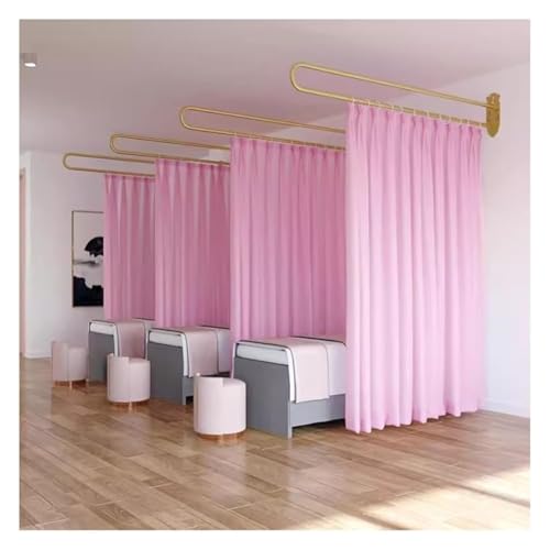 Beauty Salon Curtain Room Divider, U-Shape Room Divider Panels Metal Support Wall Mounted Privacy Curtain, with Guide Rail Device Hanging Screen Curtain for Fitting Room(Yellow,230cm)