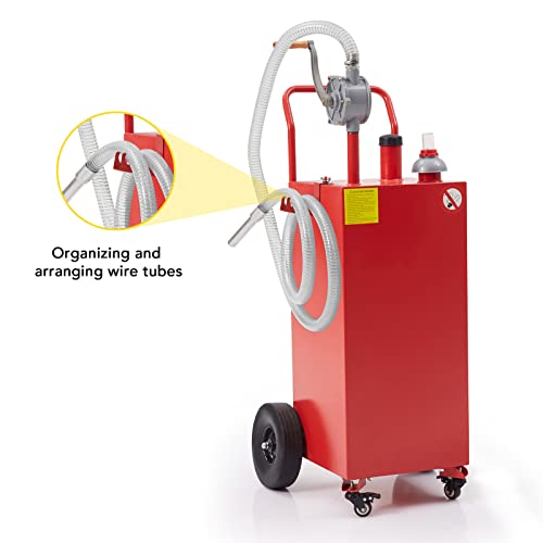 30 Gallon Gas Caddy - Portable Fuel Tank with Pump and Wheels Portable Fuel Storage Tank for Car, Lawnmower, ATV, Boat, Motorcycle