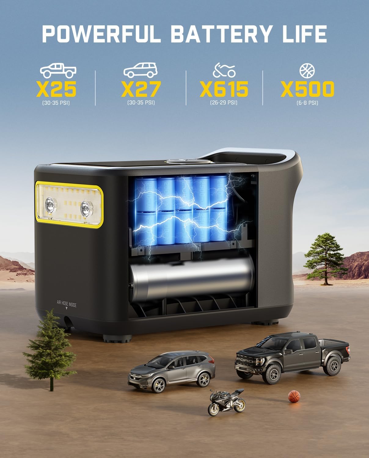 Fanttik X9 Ultra™ Portable Tire Inflator for Pickup Truck, RV | 3-in-1 Air Pump, Power Station, Flashlight | 6× Faster Inflator with Digital Gauge | Air Compressor for Light Truck, SUV, Compact Car