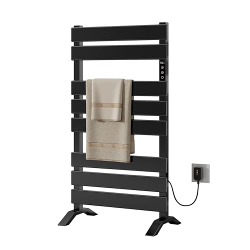Towel Warmer,Freestanding Towel Warmer Rack for Bathroom - 8 Bars Black Electric Towel Warmer,WiFi Heated Towel Rack with Timer and LED Indicator…