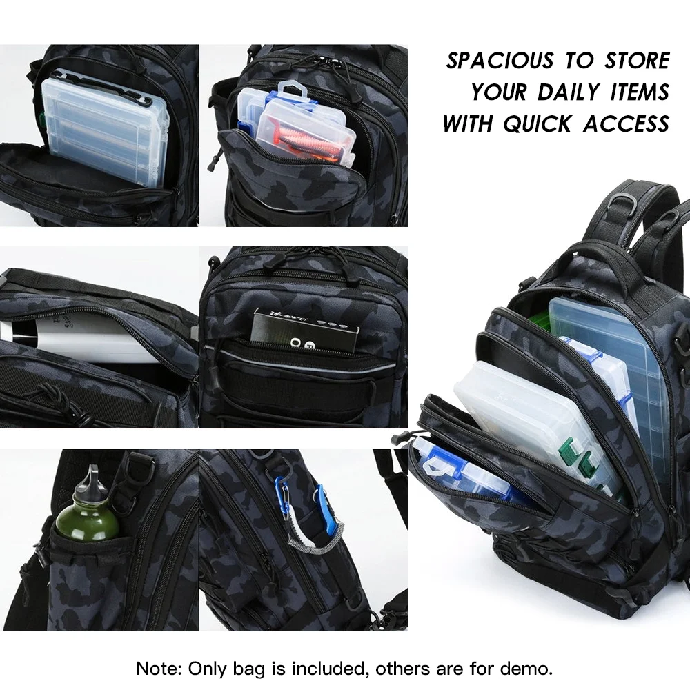 Fishing Tackle Backpack Storage Bag Outdoor Shoulder Backpack Water-Resistant Fishing Gear Bag Cross Body Sling Bag
