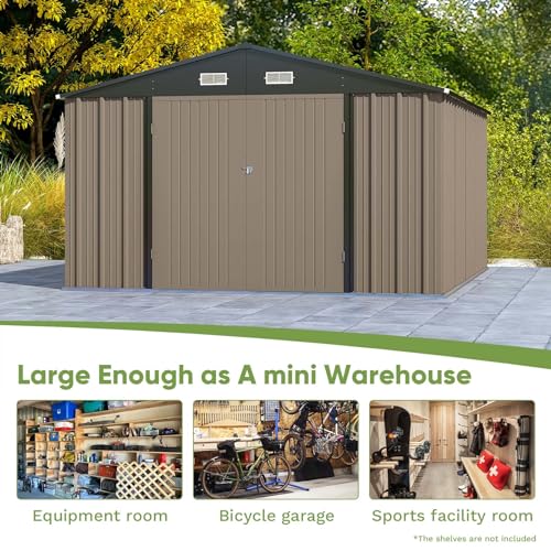 Patiowell 3 x 3 FT Outdoor Storage Shed,Small Garden Tool Storage Shed with Sloping Roof and Single Lockable Door, Outdoor Shed for Backyard Garden Patio Lawn, Grey