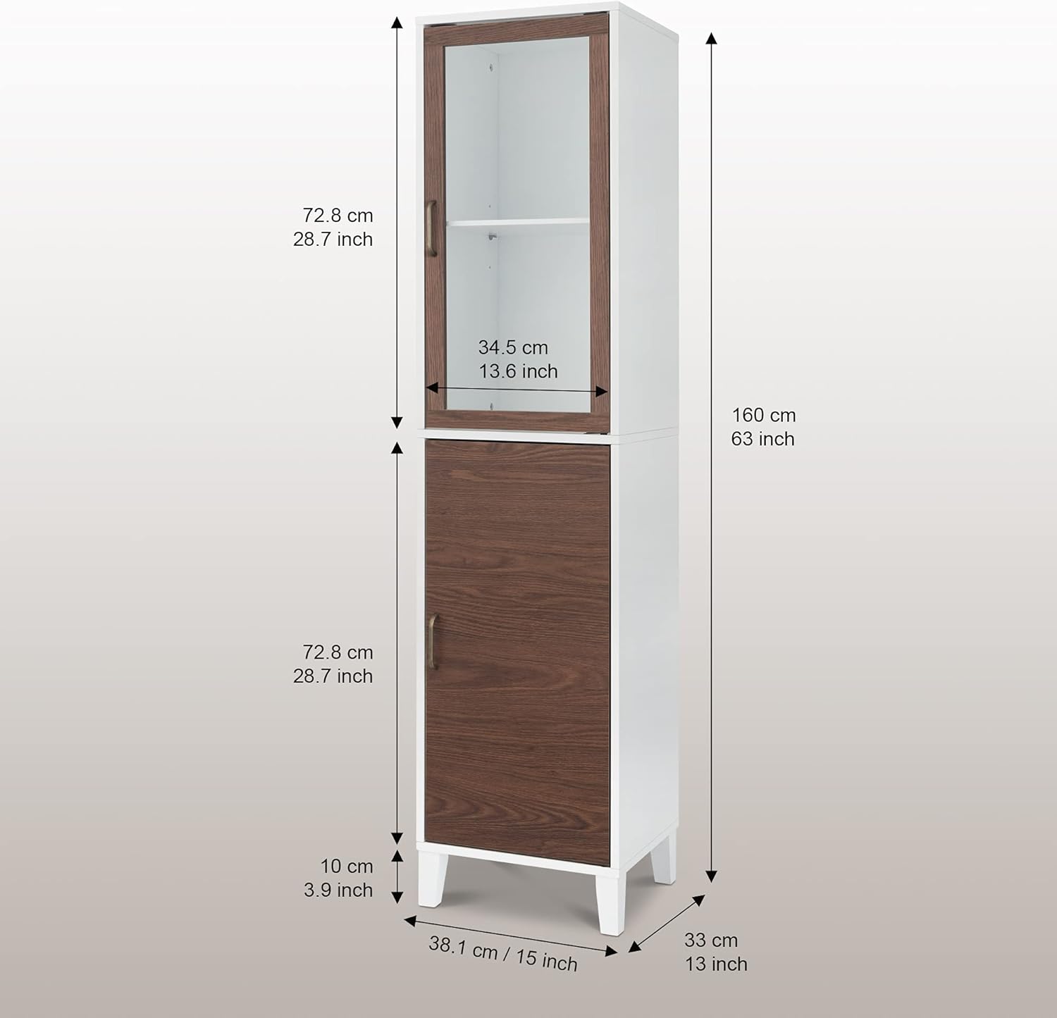 Elegant Home Fashions Tyler Bathroom Linen Cabinet, White/Natural Wood