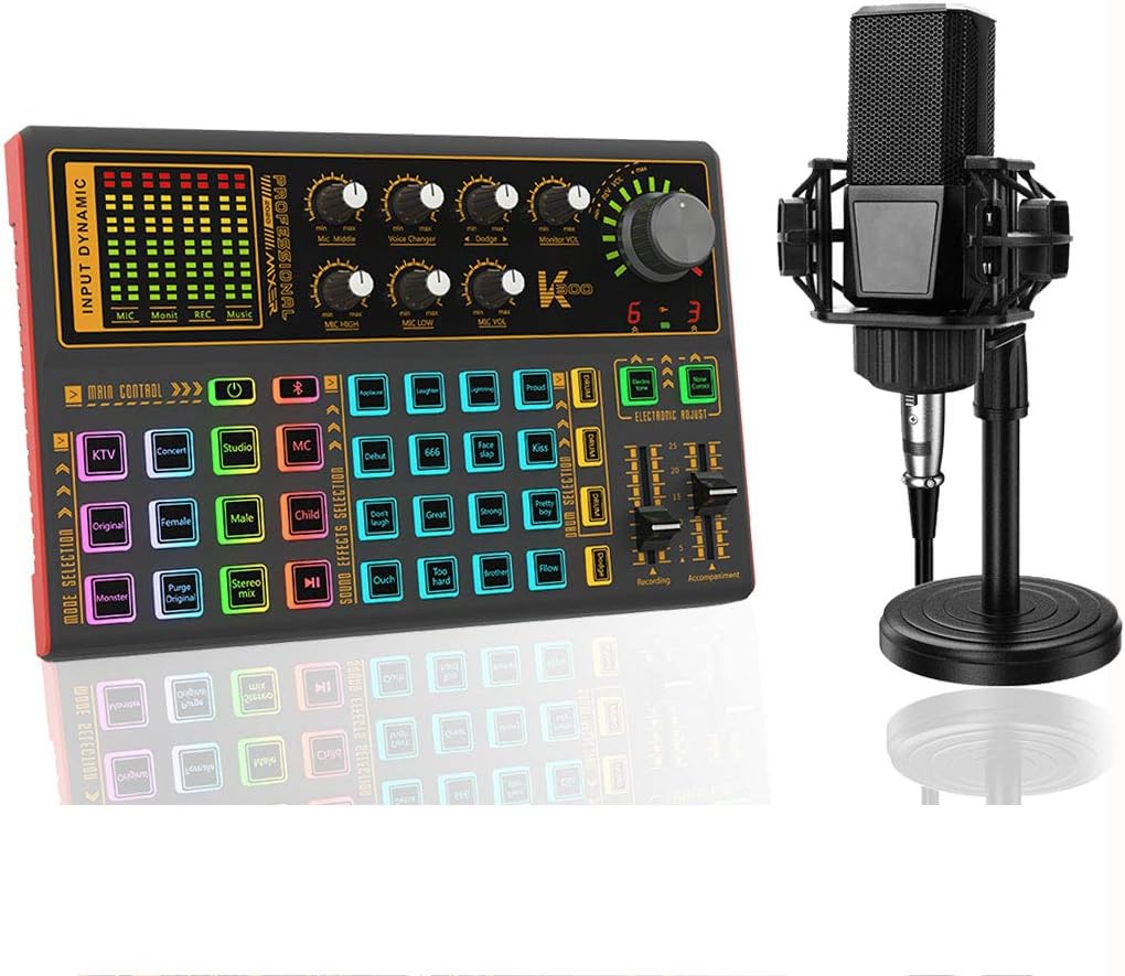 Podcast Equipment Bundle, BM-800 Podcast Microphone bundle with v8 Sound Card, Condenser Studio Microphonefor Laptop Computer Vlog Living Broadcast Live Streaming YouTube TikTok Pack of 2