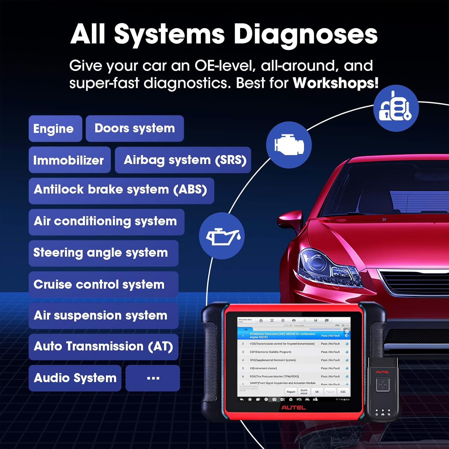 Autel Scanner MaxiCOM MK906BT with MV105, 2022 New Version of Maxisys MS906/ MS906BT/MK908, Auto Scanner with Advanced ECU Coding, Bi-Directional Control, 31+ Services, All System Diagnostics