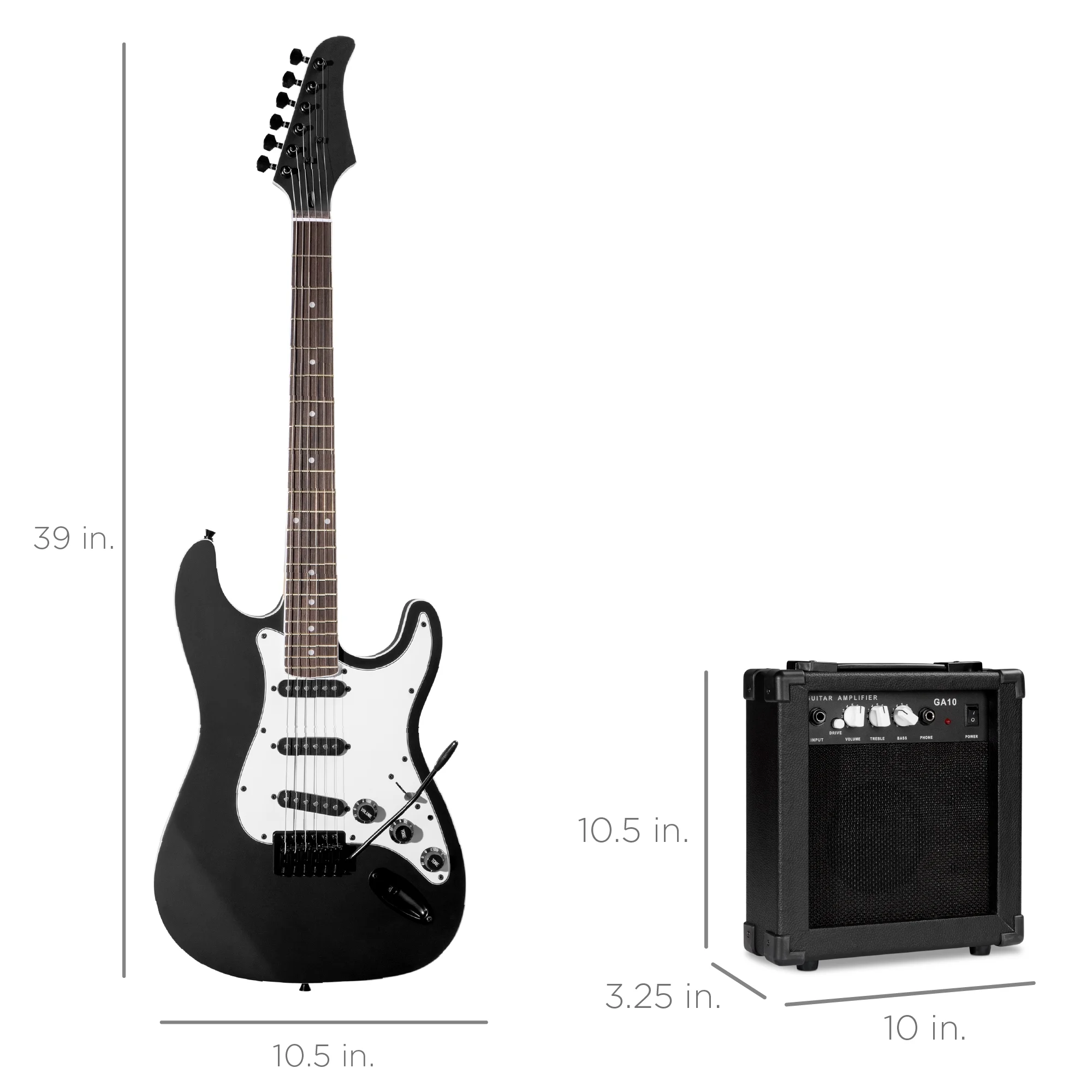 Best Choice Products 39in Full Size Beginner Electric Guitar Kit with Case, Strap, Amp, Whammy Bar - Jet Black
