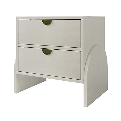Double Dresser,Modern Drawer Dresser with Semi-Round Handle and Supporting Legs,Rubber Woodchest with Ample Storage Spaces,Drawer Organizers for Clothing,50.8''Lx17''Wx28''H,Antique White