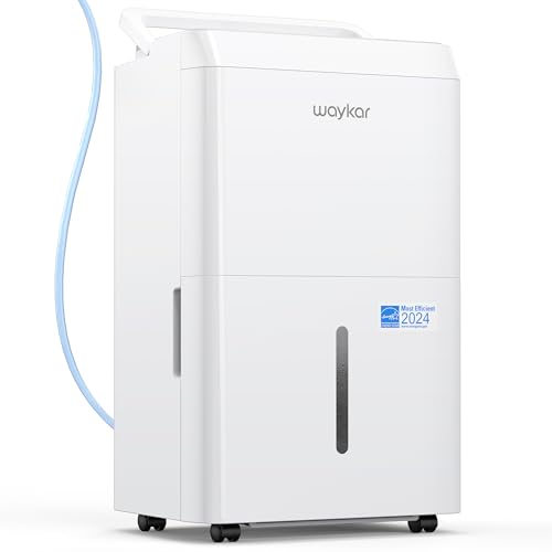 Waykar 80 Pint Energy Star Dehumidifier for Home, Basement, Large Rooms up to 5,000 Sq. Ft. - Auto Defrost, Ultra Quiet(40 dB), Auto Comfort Mode, with Drain Hose & Water Tank