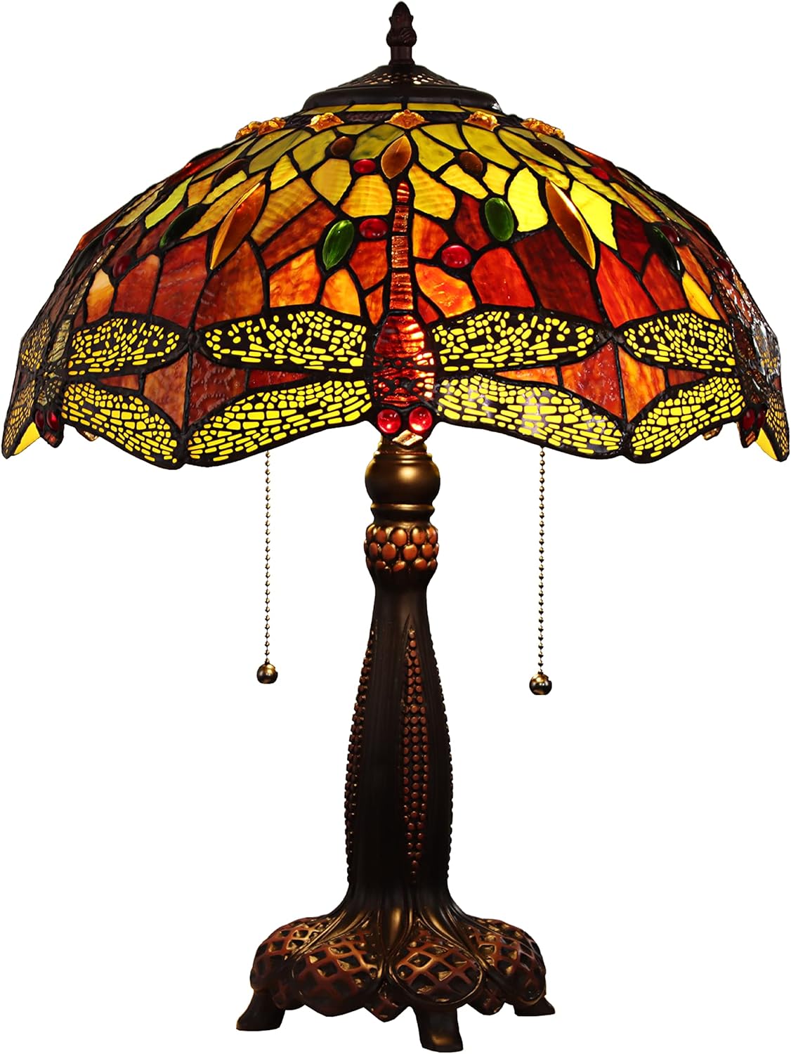 Radiance Goods Tiffany-Style 2 Light Dragonfly Table Lamp 16" Shade